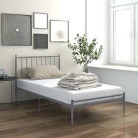 Bedframe metaal grijs 90x200 cm - thumbnail