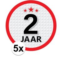 5x 2 Jaar leeftijd stickers rond verjaardag versiering   -