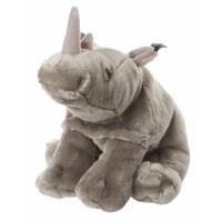 Nature Planet pluche Neushoorn knuffel - grijs - 18 cm - Safari dieren knuffels - thumbnail