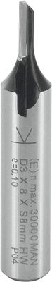 ENT Groeffrees HM 6x19x55mm, 1-snijkant kolf 8mm - 7910050