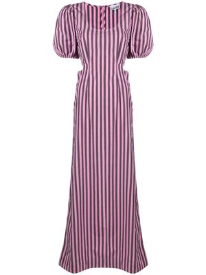 GANNI robe longue en coton biologique à rayures - Rose
