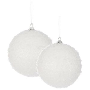 24x stuks kerstversiering witte sneeuw effect kerstballen 8 en 10 cm