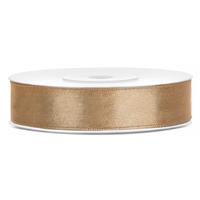 Decoratie satijn sierlint - goud - 12 mm x 25 meter - Cadeaulint satijnlint
