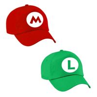 Loodgieter Mario en Luigi petjes - caps - hoed - heren - volwassenen - Set van 2 petjes