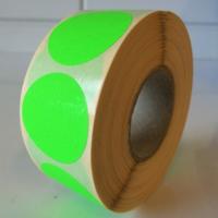 Etiket 35 mm rond fluor groen 1000 rol