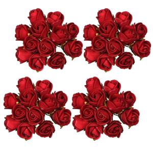 Decoratie roosjes foam - 4x - bosje van 12 st - rood - Dia 2 cm - hobby/DIY bloemetjes