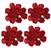 Decoratie roosjes foam - 4x - bosje van 12 st - rood - Dia 2 cm - hobby/DIY bloemetjes - thumbnail