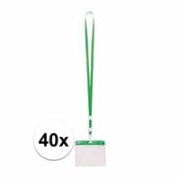 40x Badgehouder met groen keycord