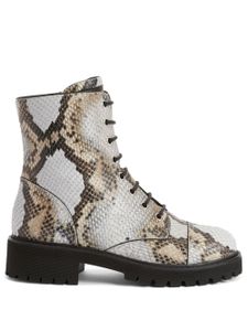 Giuseppe Zanotti bottines Thora à effet peau de serpent - Gris