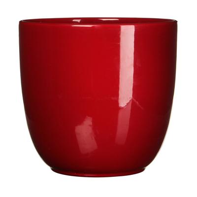 Mica Decorations Plantenpot - donkerrood - glans - keramiek - D25 x H23 cm - bloempot
