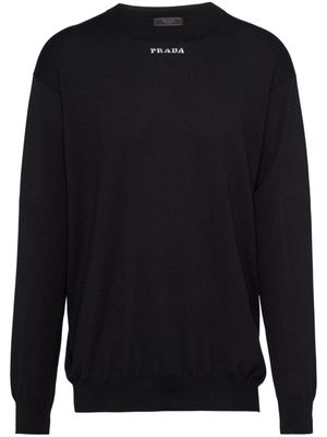 Prada pull en cachemire à logo intarsia - Noir