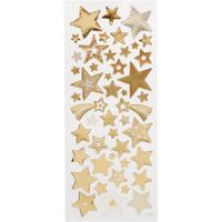 Creativ Company Stickers, sterren, vel 10x24 cm, ca. 52 stuk, goud, 1 vel