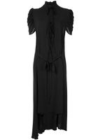 Ann Demeulemeester robe asymétrique à col volanté - Noir