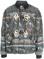 sacai veste bomber à slogan imprimé - Gris