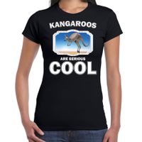 Dieren kangoeroe t-shirt zwart dames - kangaroos are cool shirt