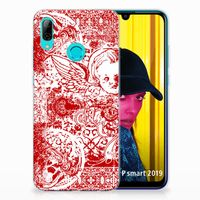 Silicone Back Case Huawei P Smart 2019 Angel Skull Rood