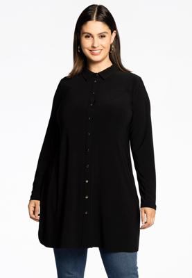 Yoek Blouse met gouden knoopjes | Zwart | Maat 42/44
