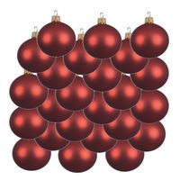 18x Kerst rode glazen kerstballen 8 cm mat