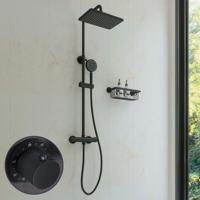 Regendouche set SaniClear Vision Curved | Opbouw | 20x30 cm | Mengkraan | Incl.Handdoucheset | Zwart Mat