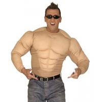 Spierballen shirt - bodybuilder - heren - polyester - verkleedkleding