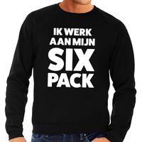 Ik werk aan mijn SIX Pack tekst sweater zwart voor heren