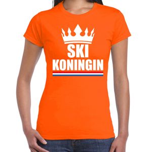 Ski koningin apres ski t-shirt oranje dames - Sport / hobby shirts