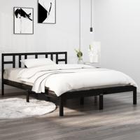 Bedframe massief hout zwart 200x200 cm