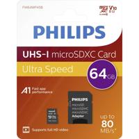 Philips FM64MP45B/00 microSDXC-kaart 64 GB Class 10 Incl. SD-adapter