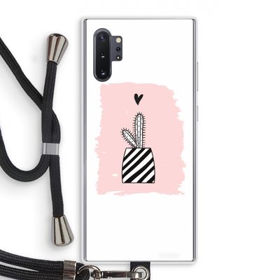 Zwart-wit cactus: Samsung Galaxy Note 10 Plus Transparant Hoesje met koord