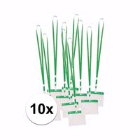 10 x badgehouder met groen keycord per stuk   - - thumbnail