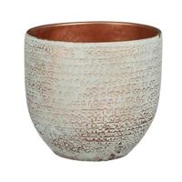 Mica Decorations Plantenpot - terracotta - koper|wit - D16|H14 cm