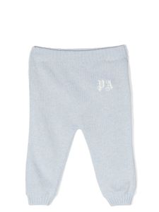 Palm Angels Kids pantalon en maille à logo brodé - Bleu