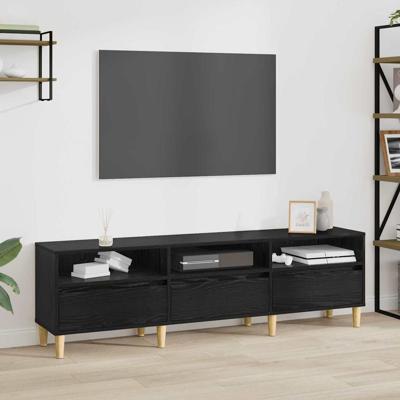 TV-kast met lade met plank met opslag Zwart eiken 150 x 30 x 45 cm Bewerkt hout