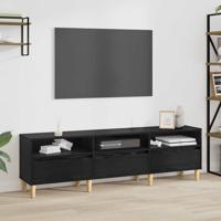 TV-kast met lade met plank met opslag Zwart eiken 150 x 30 x 45 cm Bewerkt hout