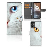 Motorola Moto G32 | Telefoonhoesje | Met pasjeshouder | Witte Kat