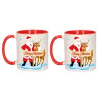 4x stuks kerstmokken Rudolph en Santa 300 ml