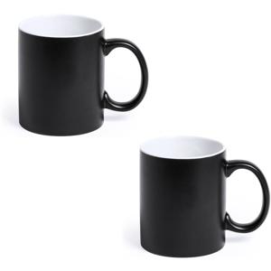 Koffiemok en Drinkbeker Allegra - 6x - zwart/wit - 350 ml - Keramiek - Mokken
