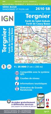 Wandelkaart - Topografische kaart 2610 SB - Serie Bleue Tergnier, Forêt de St-Gobain et Coucy Basse | IGN - Institut Géographique National Wandelkaart - Topografische kaart 2610 SB - Serie Bleue Tergnier, Forêt de St-Gobain et Coucy Basse | IGN - Institut Géographique National