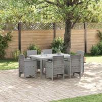 7-delige tuin eetset met kussens lichtgrijs poly rattan