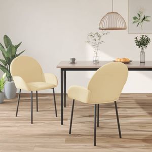 Eetkamerstoelen 2 st fluweel crmekleurig