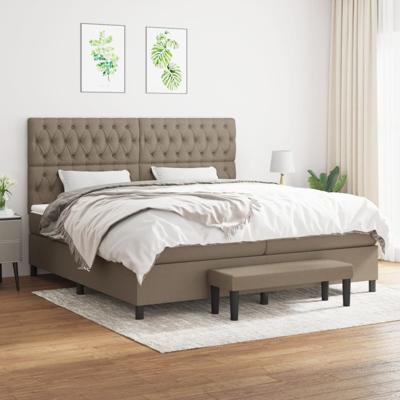 Boxspring met matras stof taupe 200x200 cm