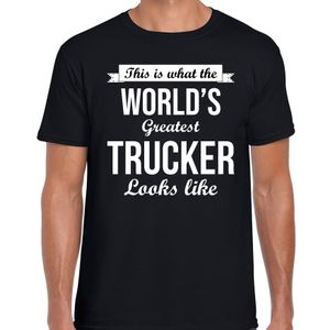 Worlds greatest trucker t-shirt zwart heren - Werelds grootste vrachtwagenchauffeur cadeau