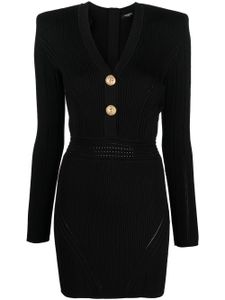 Balmain robe courte en maille nervurée - Noir