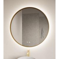 Badkamerspiegel Athena | 70 cm | Rond | Indirecte LED verlichting | Touch button | Spiegelverwarming | Goud metalen rand