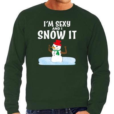 Foute humor Kersttrui - sexy sneeuwpop - Kerst sweater - groen - heren - kerstborrel Foute humor Kersttrui - sexy sneeuwpop - Kerst sweater - groen - heren - kerstborrel