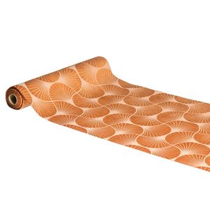 Chaks Tafelloper op rol - ginkgo print - terracotta - 28 x 300 cm - polyester - Feesttafelkleden