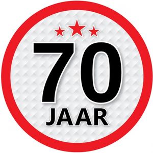 70 jaar leeftijd sticker rond 15 cm verjaardag versiering