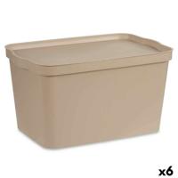 Opbergbak met Deksel Kipit Beige Plastic 24 L (6 Stuks)