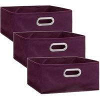 Opbergmand/kastmand - Set van 3x stuks - aubergine - linnen - 14 liter - 31 x 31 x 15 cm - Opbergbox