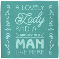 Plenty Gifts tegeltje keramiek lady & man 10x10cm blauw